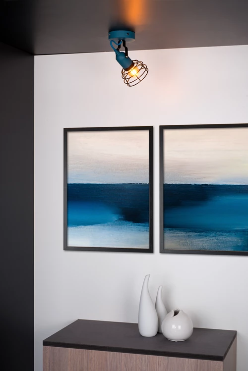 Lucide POLA - Spot plafond Chambres d'enfant - 1xE27 - Bleu - ambiance 1